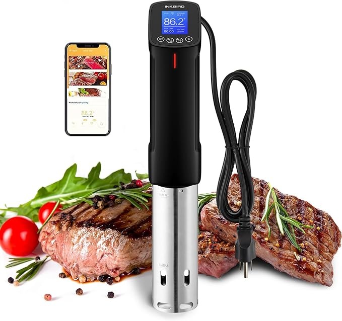 Inkbird WIFI Sous Vide Machine ISV-100W, 1000 Watts Sous-Vide Cooker Immersion Circulator with 14 Preset Recipes on APP &amp; Calibration Function