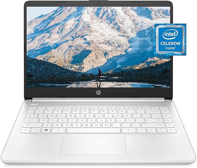HP 14 Laptop, Intel Celeron N4020, 4 GB RAM, 64 GB Storage, 14-inch Micro-edge HD Display (14-dq0040nr, Snowflake White)