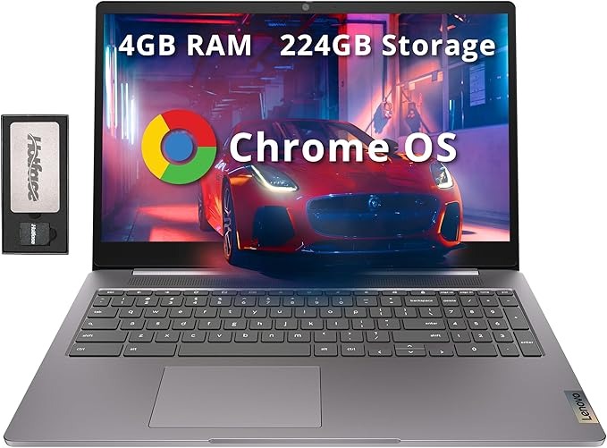 Lenovo Ideapad 3 15.6&quot; FHD Chromebook, Intel Celeron N4500, 4GB RAM, 224GB Storage (64GB SSD+160GB Docking Station Set)