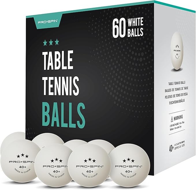 PRO SPIN Ping Pong Balls - 3-Star Premium White Table Tennis Balls | High-Performance 40+ ABS Professional Quality